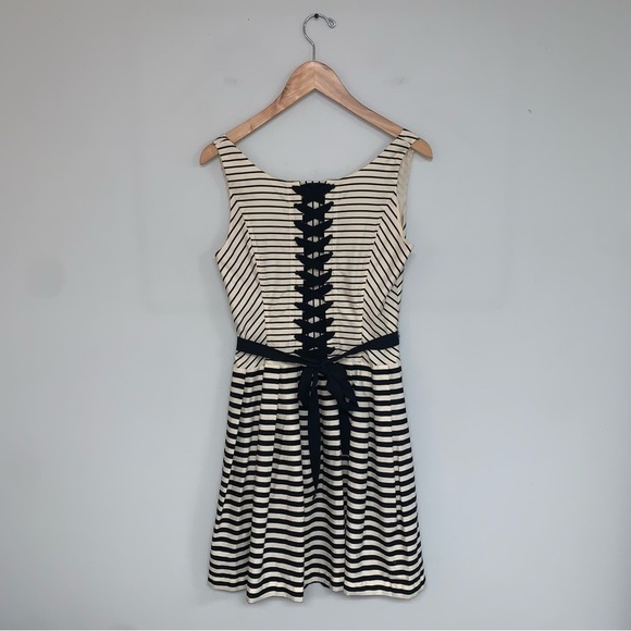 Corey Lynn Calter Corset Dress Size 6 US Ivory  Black‎ Lace Up Anthropologie - Picture 9 of 16